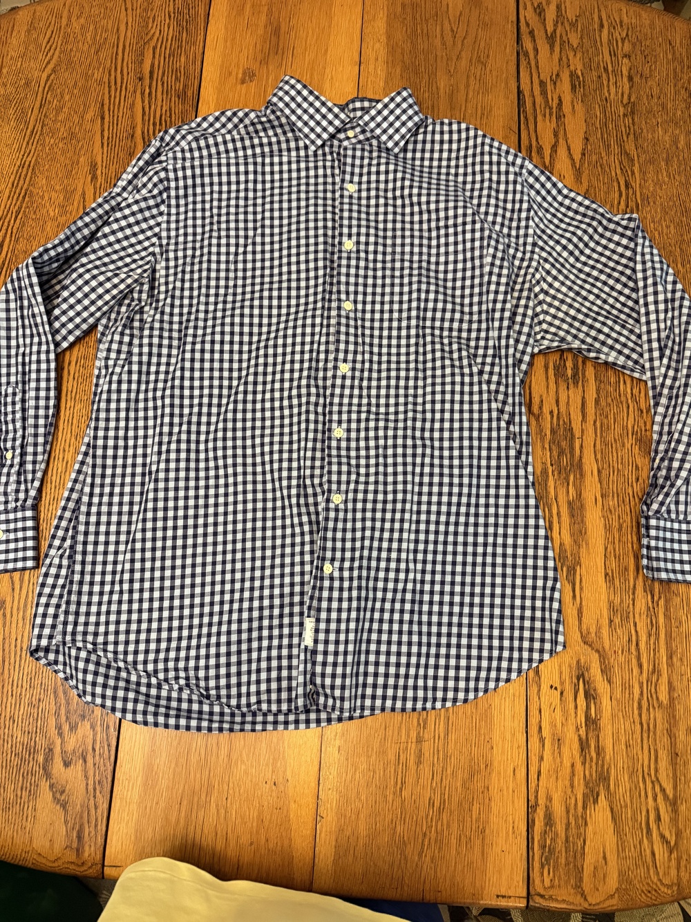 Peter Millar Shirt Mens XL Blue White Check Button Down Casual Classic Cotton